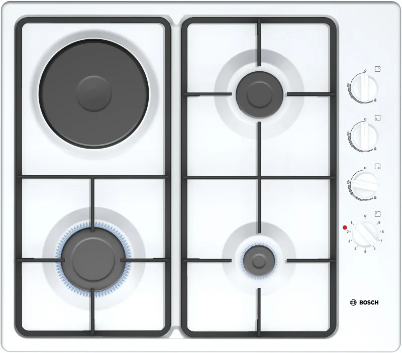 Bosch Seri 2 Ankastre Ocak 3 Gazlı + 1 Elektrikli 60 cm Beyaz PBY6C2B82Q