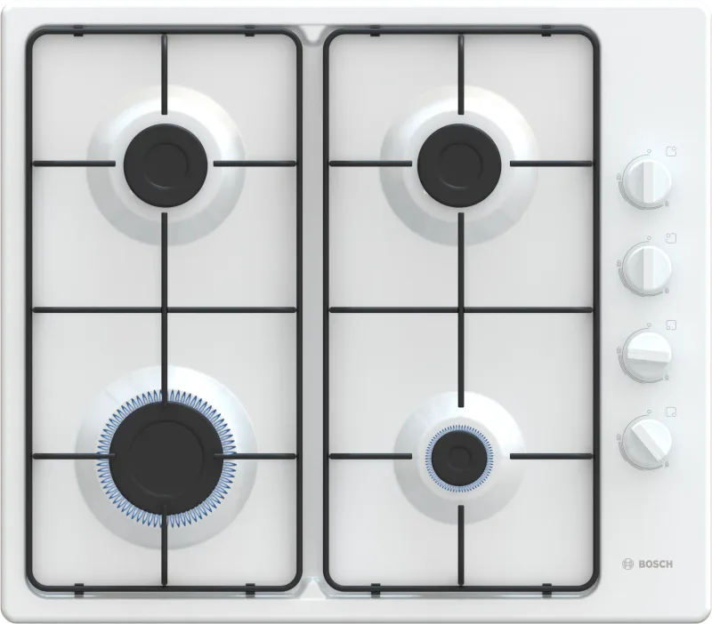 Bosch Seri 2 Gazlı Ankastre Ocak 4 Gözlü 60 cm Beyaz PBP6C2K80O