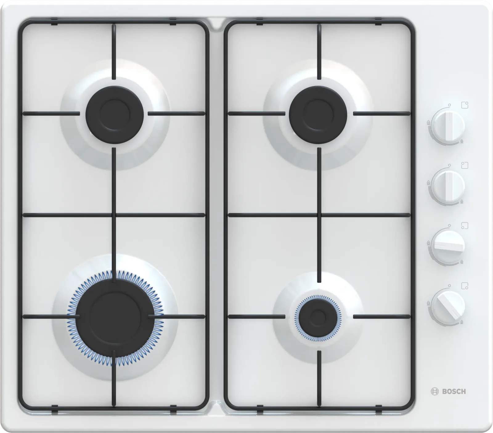 Bosch Seri 2 Gazlı Ankastre Ocak 4 Gözlü 60 cm Beyaz PBP6C2K80O