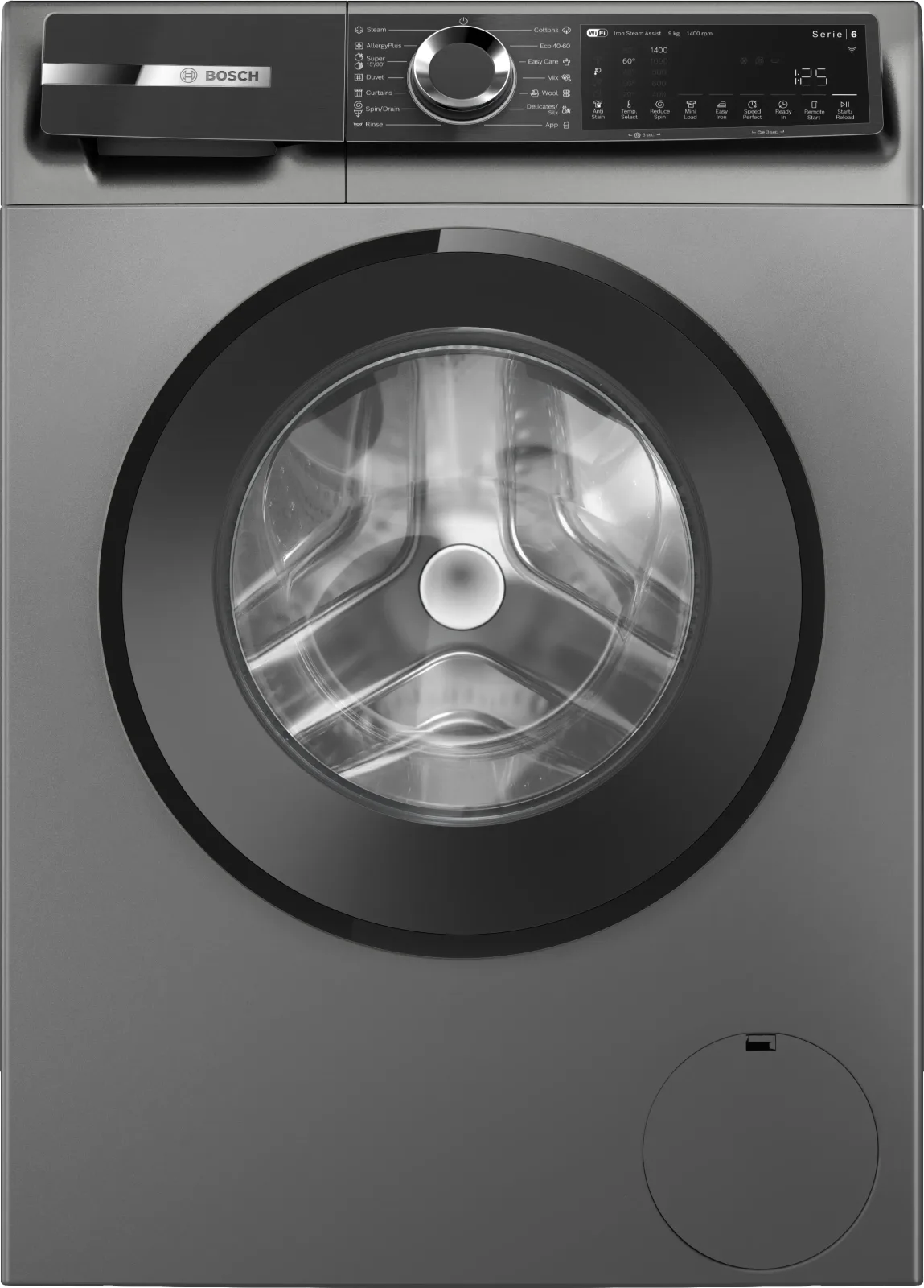 Bosch Seri 6 Çamaşır Makinesi 9 kg 1400 Devir Koyu Füme Inox WGK244ZRME