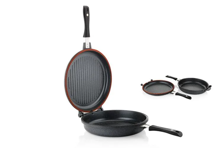 SCH FAMOS YUVARLAK DOUBLE GRILL PAN- 30 CM 2 PARCA